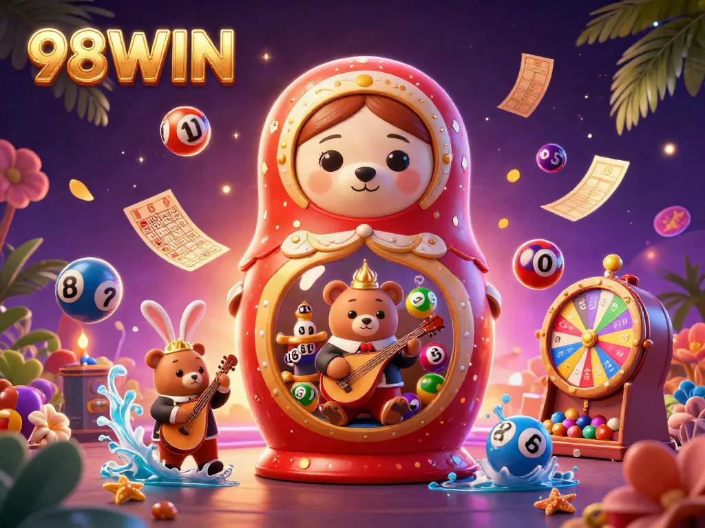 Engage with 98WIN's vibrant casino experience featuring dynamic bears and gaming elements.