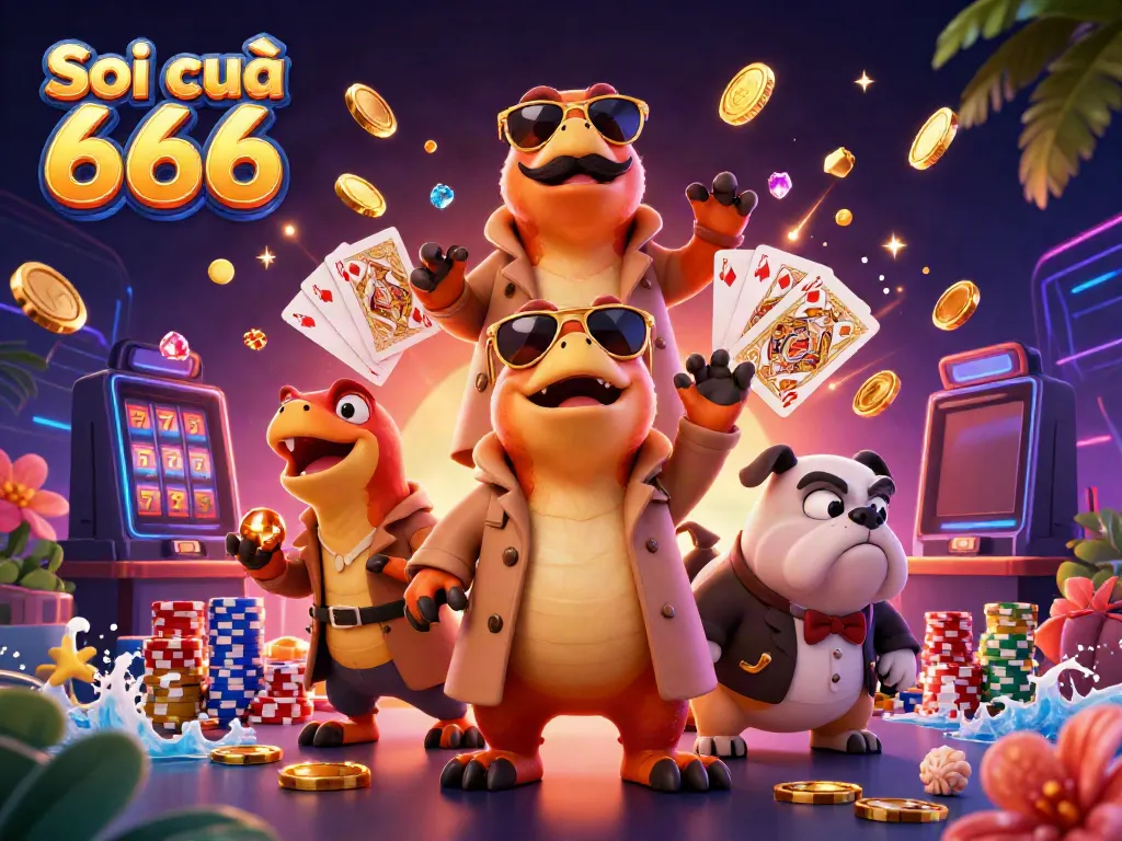 Engage with Soi cầu 666, where raptors in disguise seek VIP casino access amidst gold coins and colorful chips.