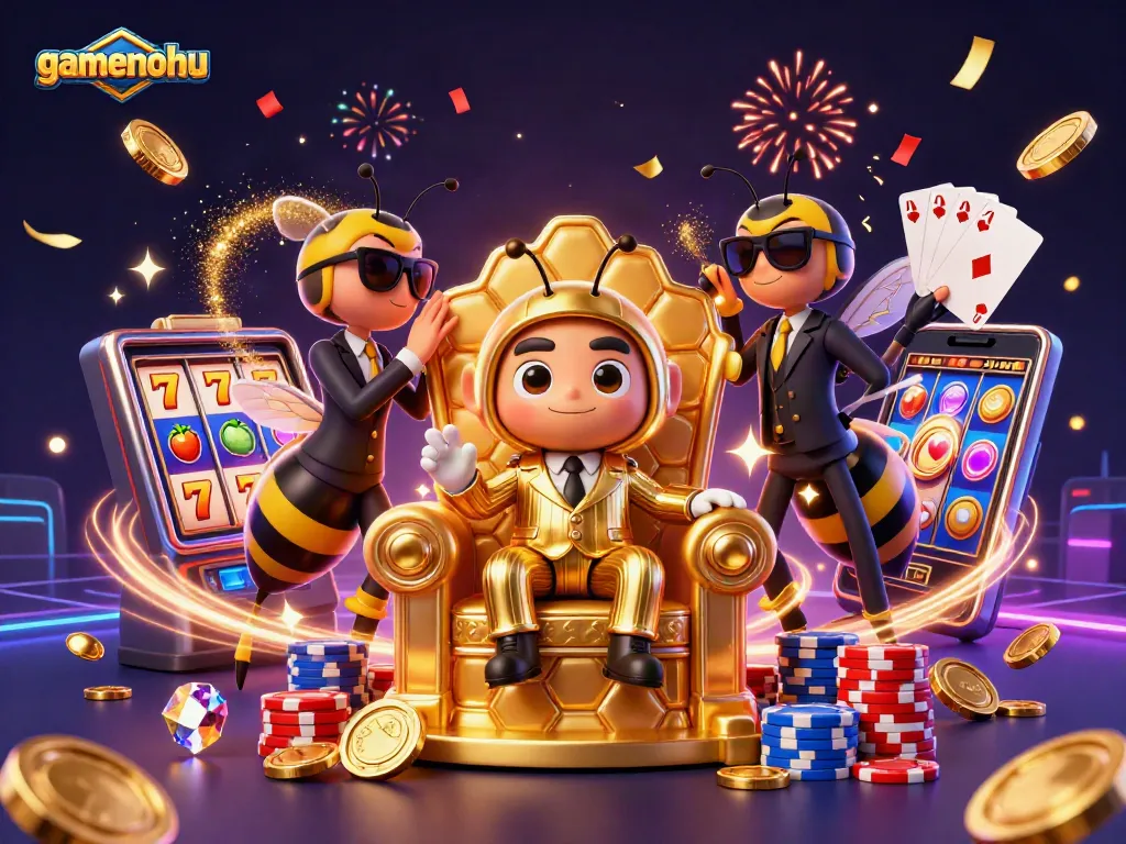 Win big with gamenohu: Engage in vibrant online slots surrounded by glittering elements.