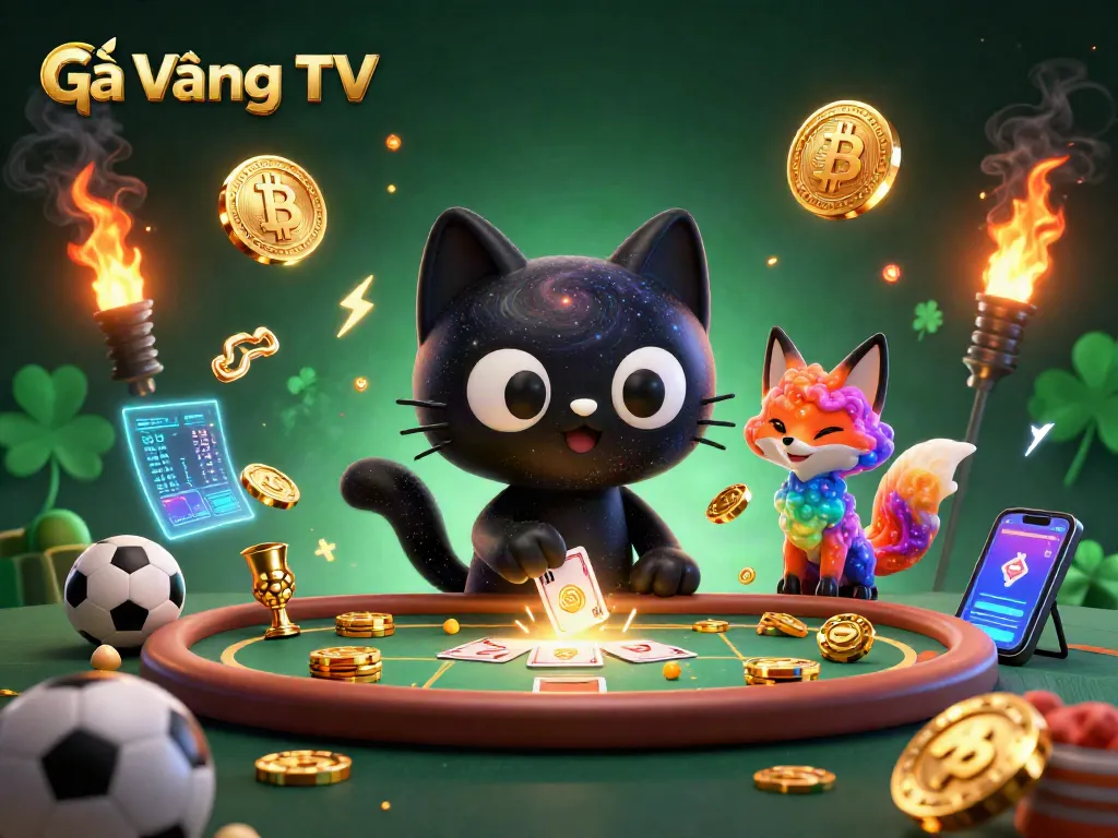 Engage with Gà Vàng TV's vibrant sports betting casino experience featuring exciting characters and elements.