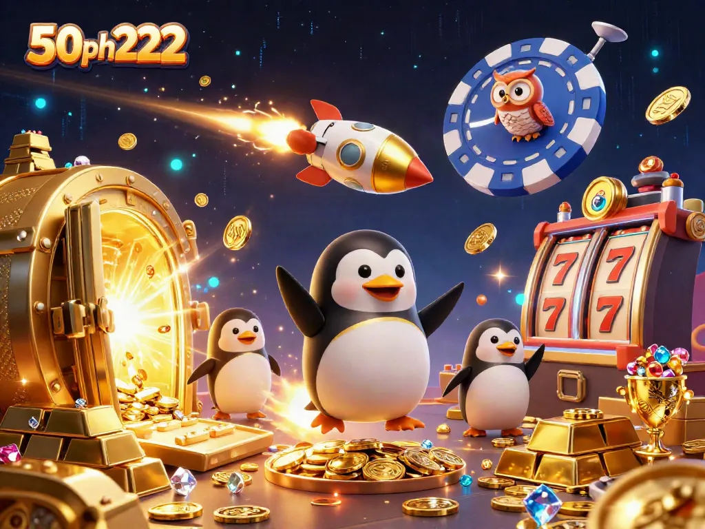 Experience the excitement of slots with 50ph222 in a vibrant casino space scene.