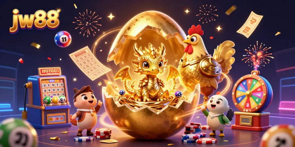 Engage with jw88's vivid casino adventure featuring a golden dragon and dynamic lottery elements.