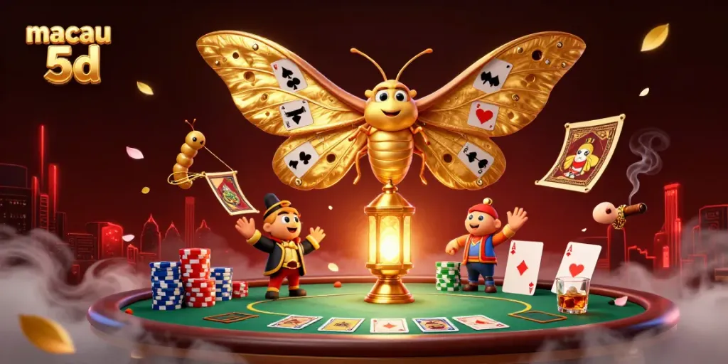 Menampilkan informasi macau 5d yang menarik dan berwarna dengan karakter menarik dan elemen kasino.