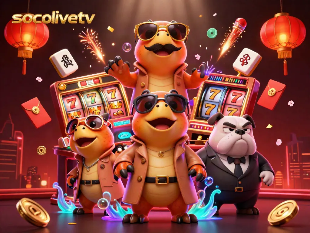 Experience high-energy entertainment at socolivetv, featuring cartoon raptors and casino symbols in action.
