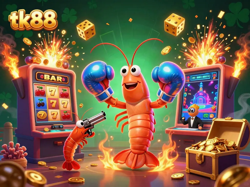Experience thrilling gaming action with tk88 as mantis and pistol shrimps celebrate a jackpot explosion.