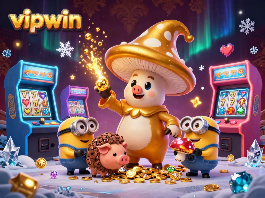 Experience the vibrant excitement of vipwin with golden treasures and dynamic arcade gaming elements.