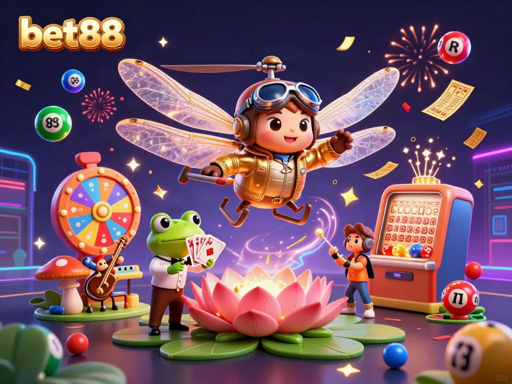 Experience excitement at bet88 with a vibrant 3D casino scene featuring animated characters and dynamic elements.