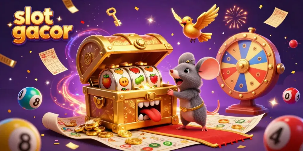 Menangkan slot gacor dengan momen menggembirakan dari peti harta karun, bola lotere, dan simbol buah yang ceria.