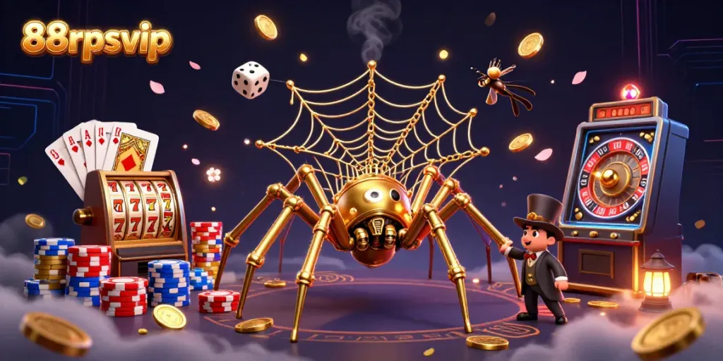 Spin the reels at 88rpsvip with this vibrant steampunk casino illustration.