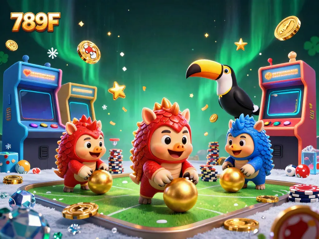 Engaging 789F casino illustration showcasing animated pangolins in a vibrant gambling scene.