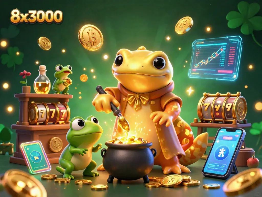 Experience 8x3000 with a vibrant illustration of a golden salamander alchemist surrounded by casino elements.