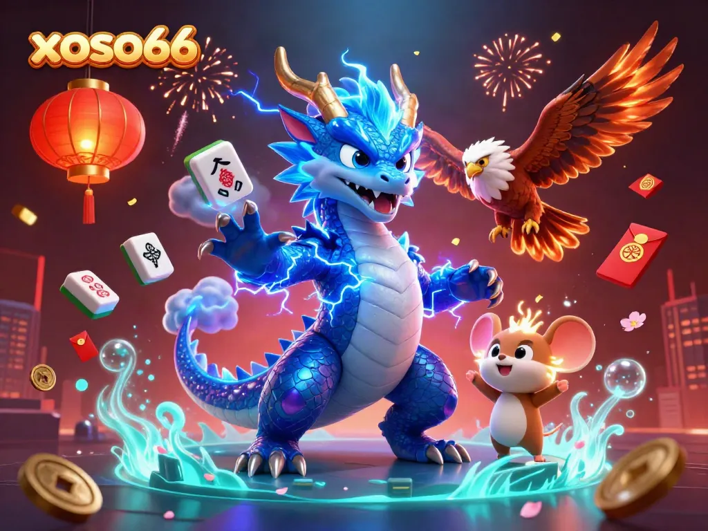 Experience exciting gameplay with xoso66 in a vibrant 3D fantasy casino scene full of dynamic elements.