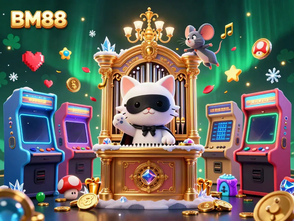 Experience the thrill of BM88 with dynamic casino elements and enchanting characters in an online gaming scene.