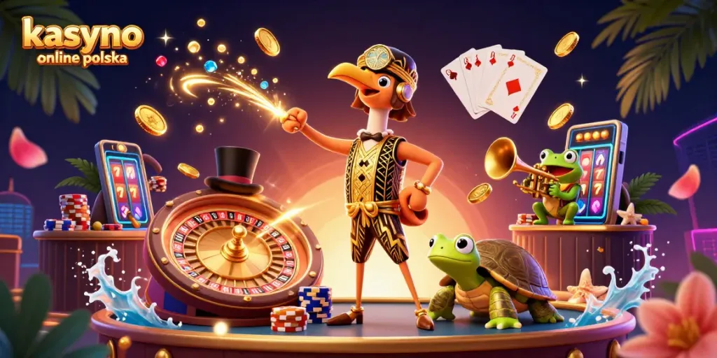 Experience the adventure of kasyno online polska with vibrant characters and casino elements.
