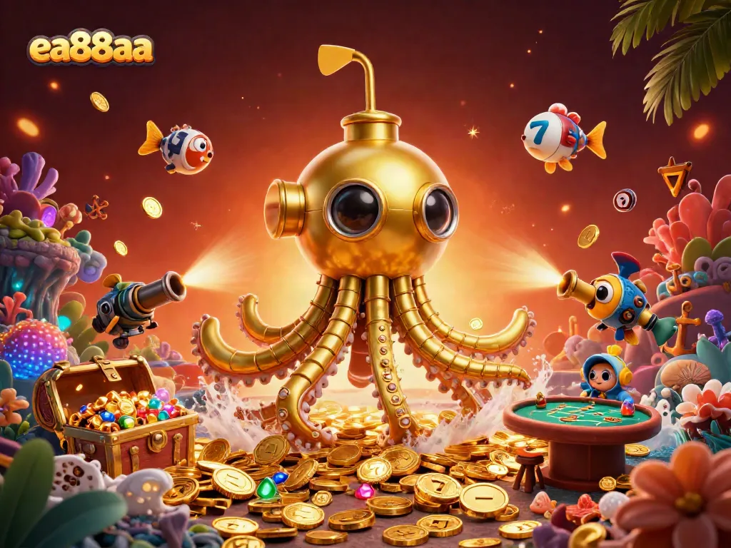 Experience thrilling wins with ea88aa in a vibrant sea of golden coins and casino treasures.