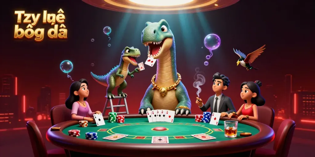 Engage with dynamic sports betting at Tỷ lệ bóng đá, showcasing fun characters in a vibrant casino scene