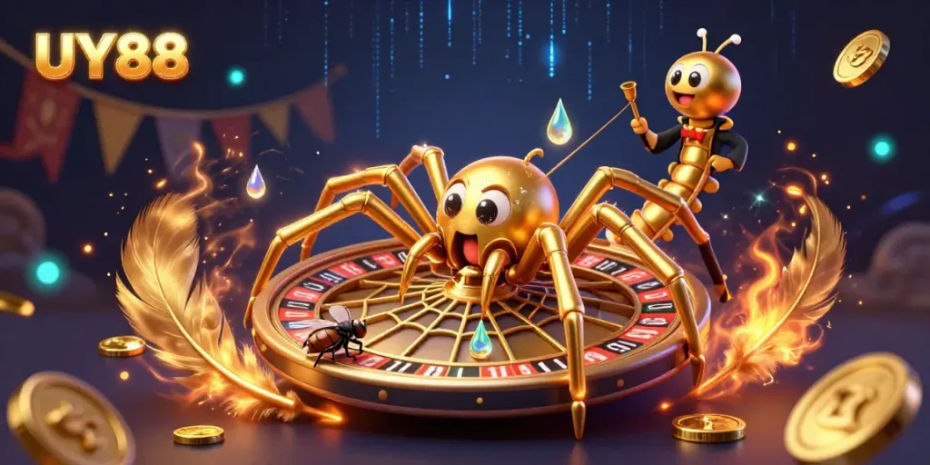 Spin winning bets at UY88’s roulette wheel in an energetic casino atmosphere.