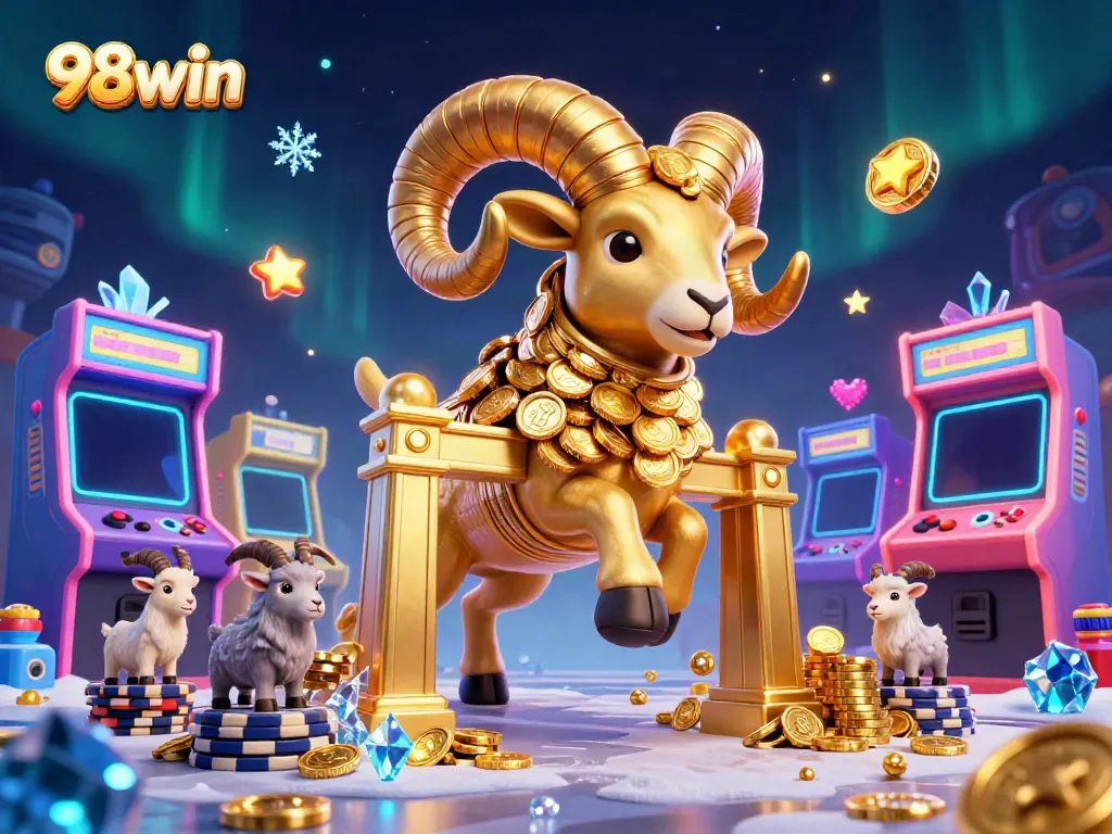 Experience thrilling gameplay with 98win’s vibrant casino action featuring a golden ram.