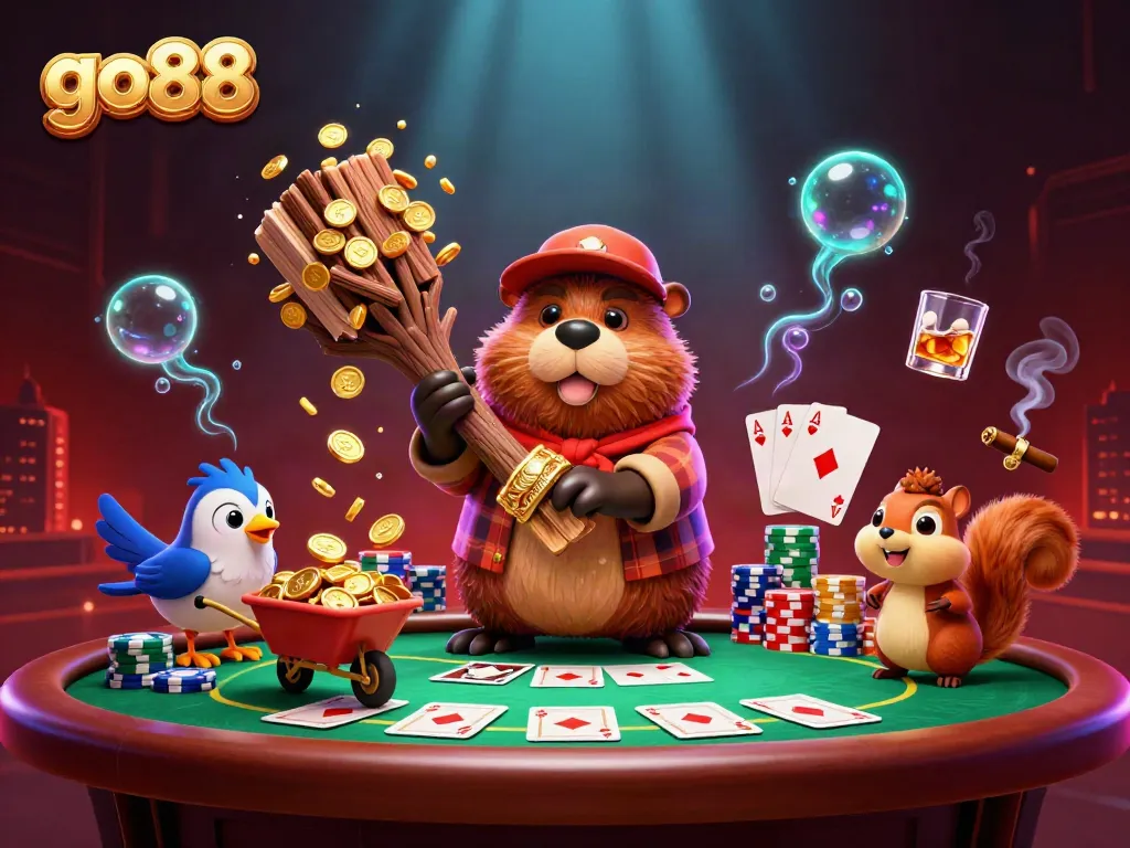 Engage with go88 at an exciting casino event featuring lively cartoon characters in a dynamic setting.