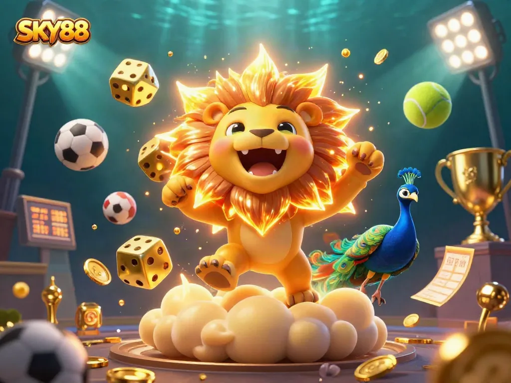 Experience the thrill of SKY88 with dynamic gameplay illustrations, showcasing exciting game elements and characters.