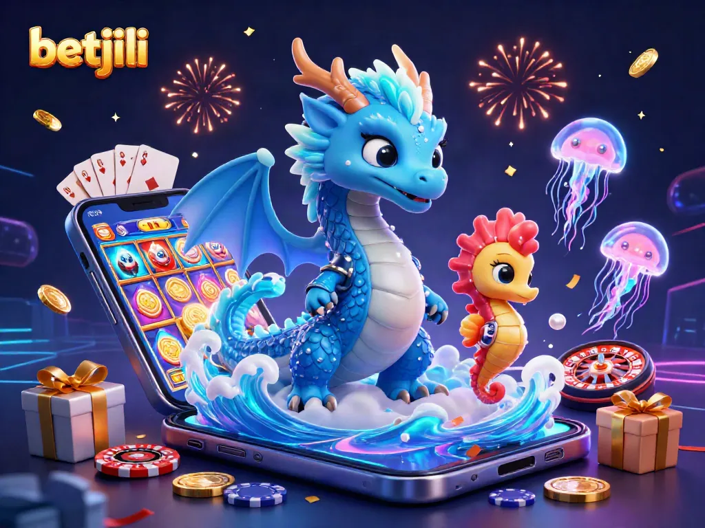 Experience the thrill of betjili with a vibrant 3D casino illustration featuring mystical sea creatures and dynamic gaming elements.