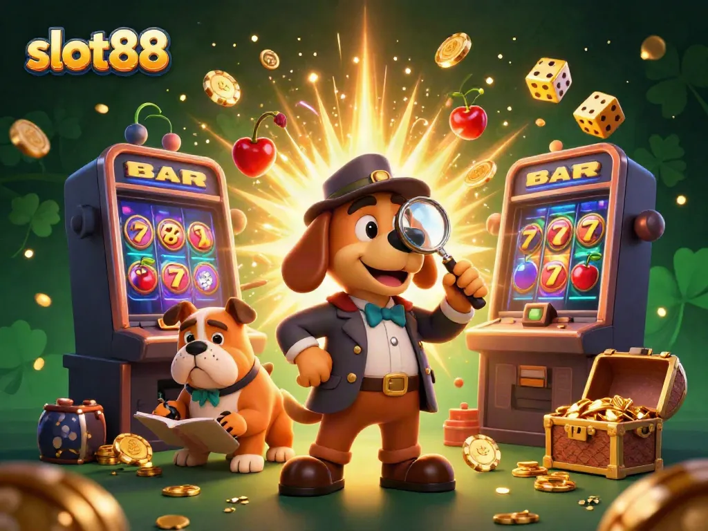 Pemain slot88 merayakan jackpot dengan efek koin dan pencahayaan yang memukau.