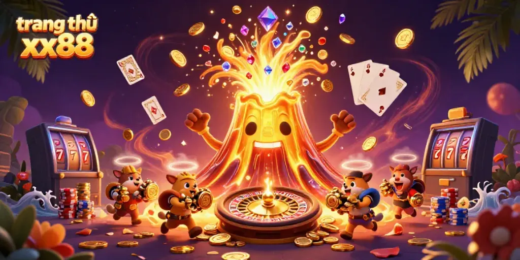 Engage in thrilling gameplay at trang chủ xx88, featuring a joyful eruption of coins and treasures.