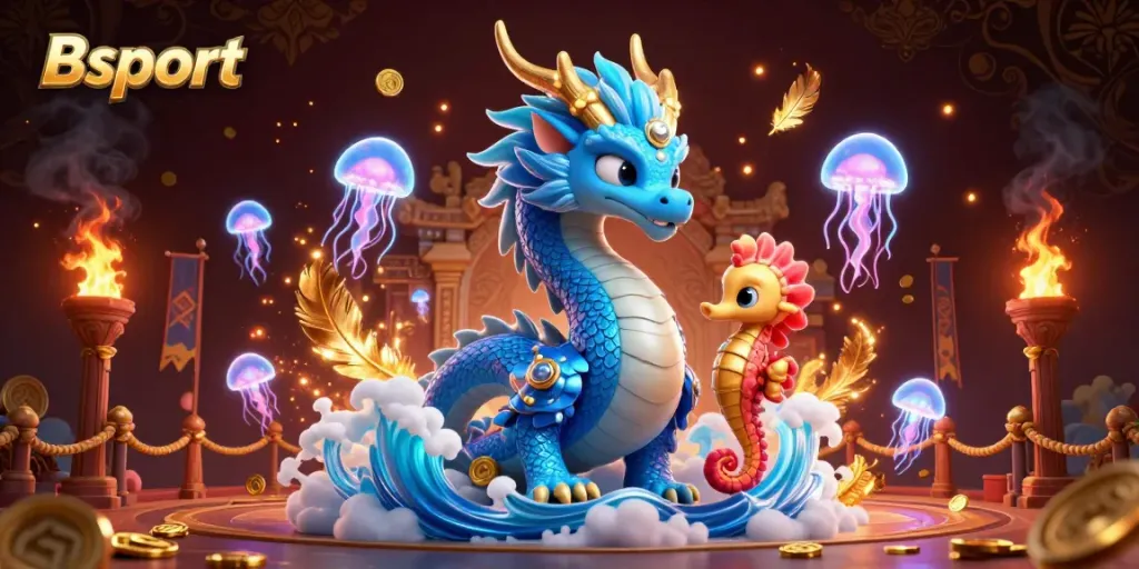 Engage with Bsport and witness an extraordinary dragon showing the excitement of online gaming.