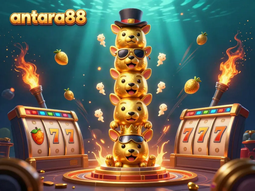 Engage with antara88’s vibrant, dynamic 3D totem and slot game elements in a colorful casino adventure.