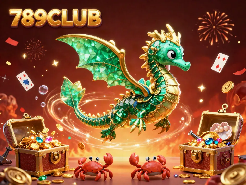 Experience the excitement of 789CLUB with a vibrant illustration featuring magical sea creatures, cards, and treasures.