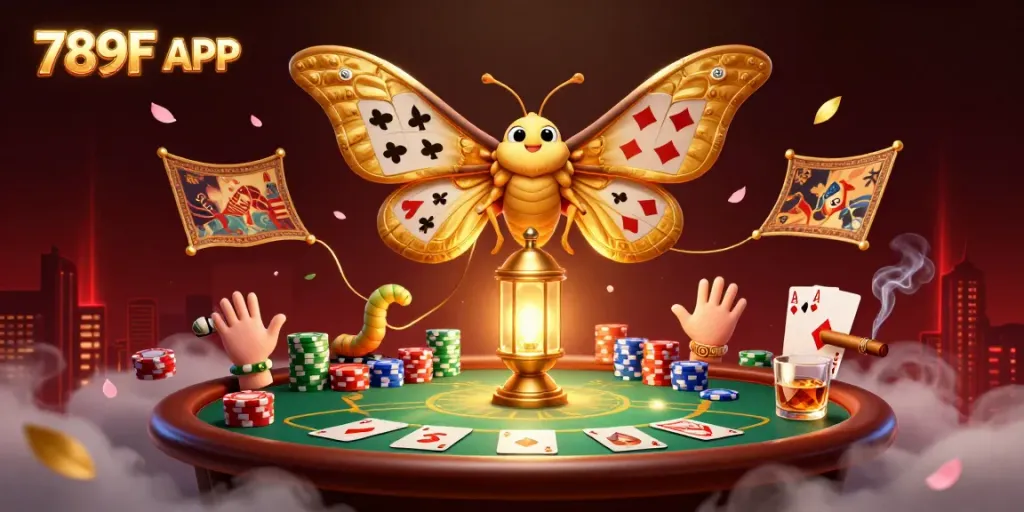 Experience the vibrant 789F APP with a colorful 3D casino-themed illustration showcasing its exciting features.
