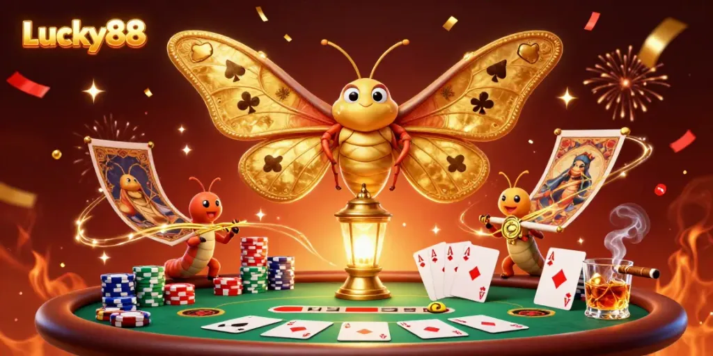 Experience excitement at Lucky88 with vibrant casino scenes and dazzling illustrations.