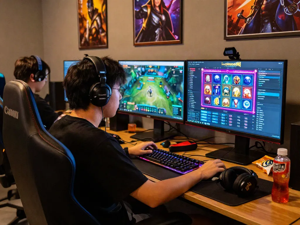 Player enjoying Lumbung88 online gaming experience with vibrant visuals.
