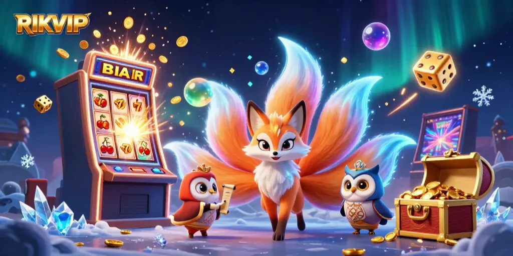 Experience RIKVIP's vibrant online slots with colorful characters and dazzling jackpots.