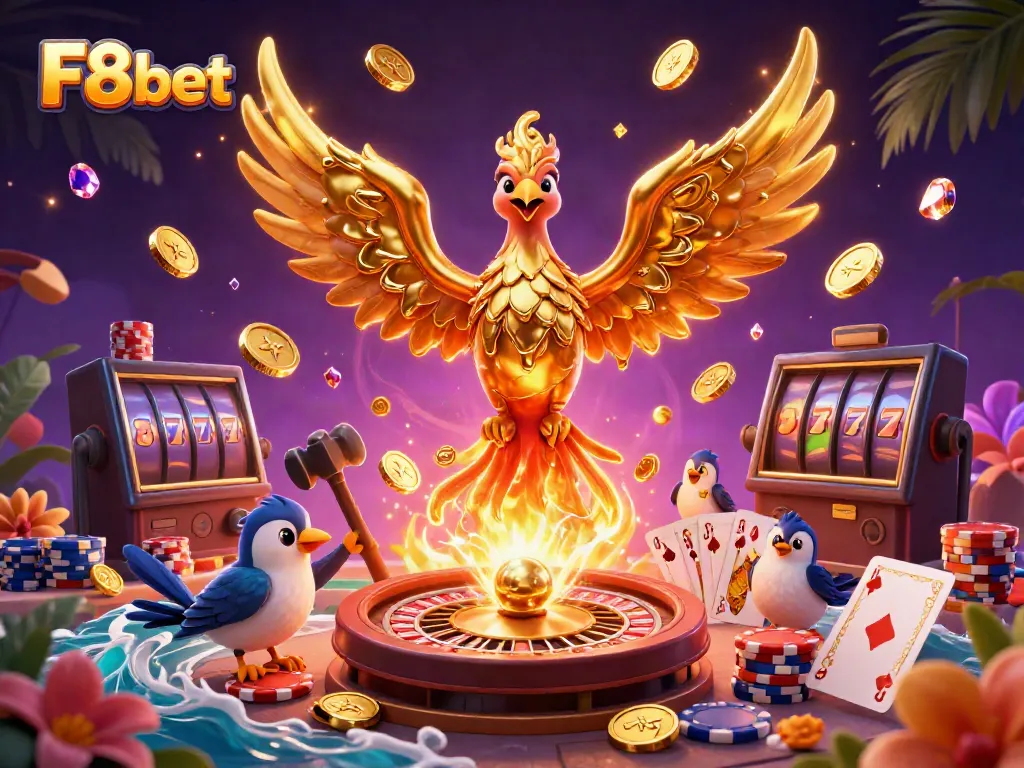 Experience thrilling games at F8bet with a molten phoenix and dynamic casino elements.