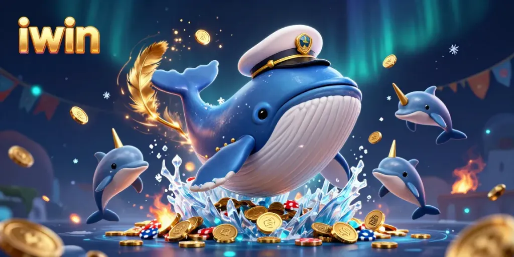 iwin whales showcase thrilling poker chip tricks in a dazzling sea of casino coins