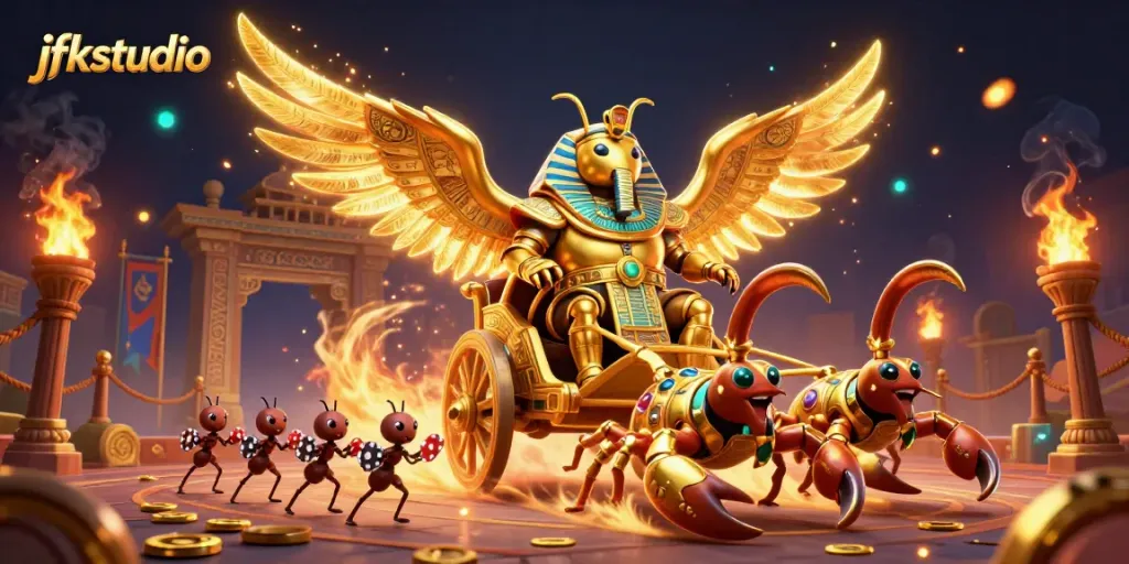 Players engage with jfkstudio’s vibrant casino atmosphere featuring unique casino symbols and characters.