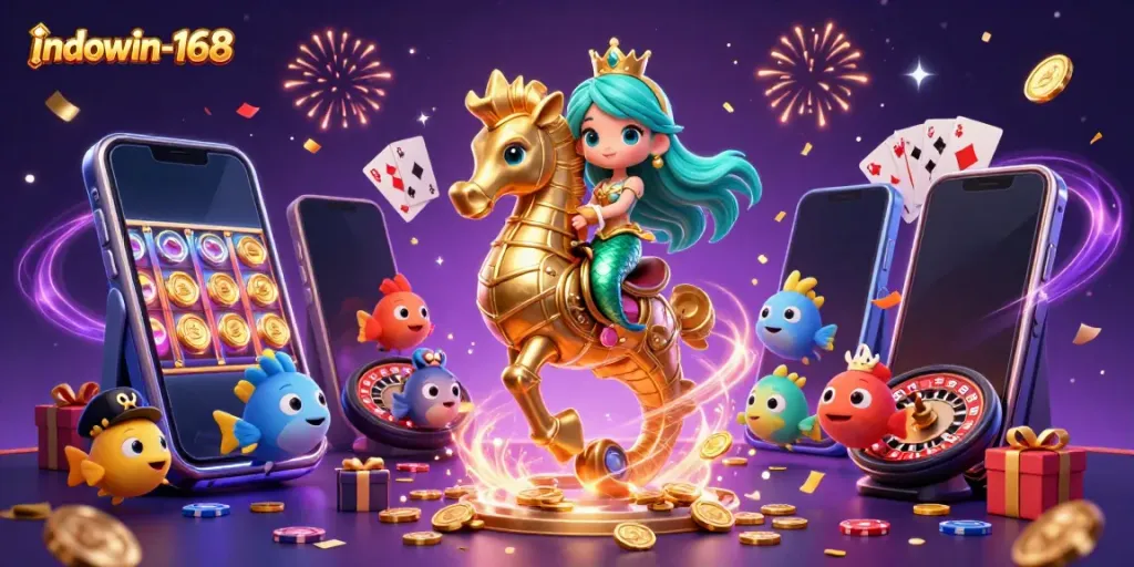 Temukan keseruan bermain game slot di indowin-168 dengan mermaid dan seahorse yang menghibur.