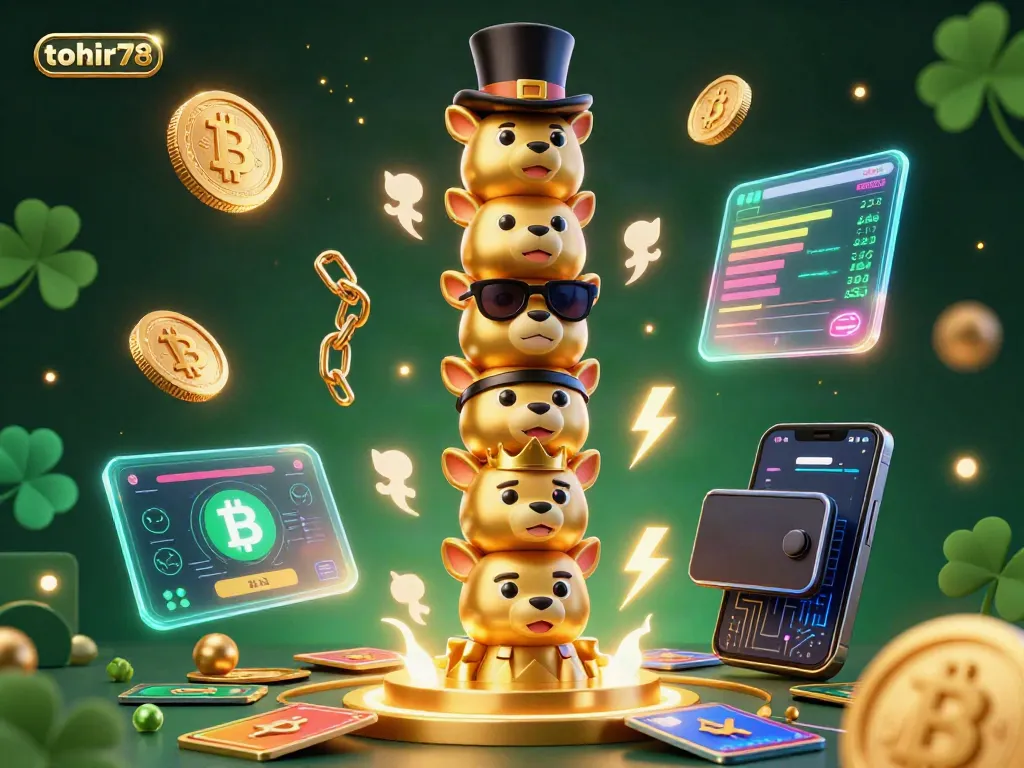 Spin the reels at tohir78 with vibrant digital casino elements in a captivating 3D scene.