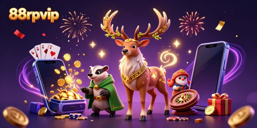 Experience the magic of winning with 88rpvip's immersive casino world featuring vibrant characters.