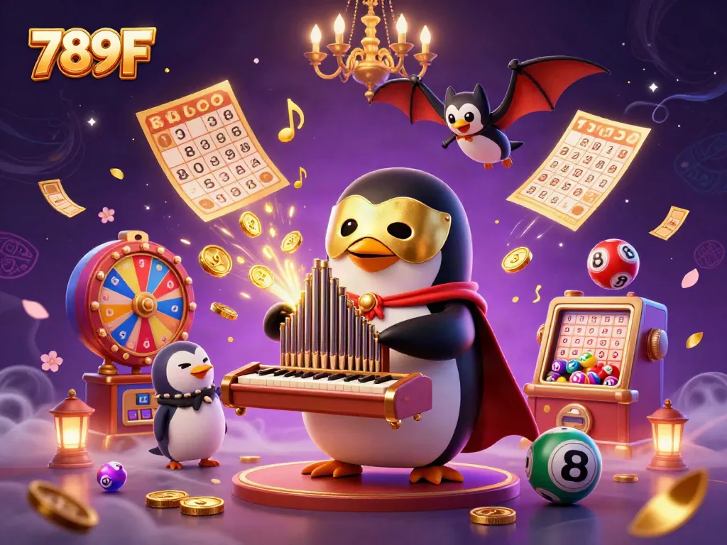 Engage with the exciting world of 789F through a vibrant casino-themed 3D illustration filled with action.