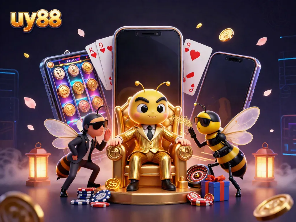 Experience thrilling gameplay at uy88 with a vibrant 3D scene of casino fun.