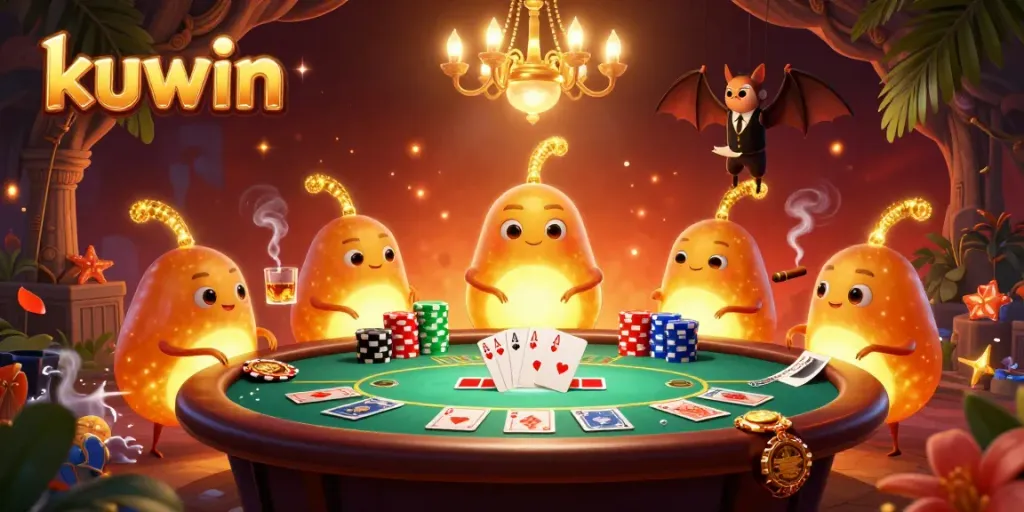 Engage in thrilling action at kuwin with a vibrant casino scene lit by glowworms.