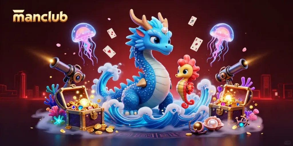 Experience the thrilling adventures in manclub, featuring vibrant casino elements and enchanting underwater creatures.