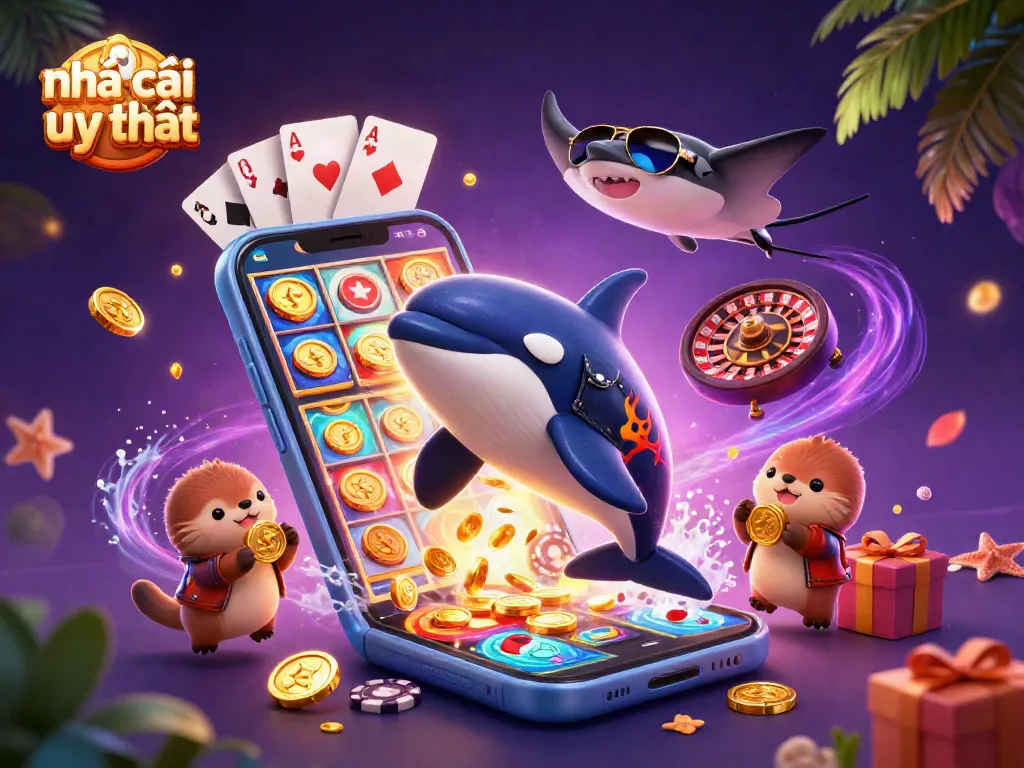 Experience gaming excitement at nhà cái uy tín with vibrant characters and dynamic casino elements.