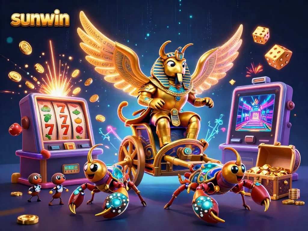 Experience the electrifying world of sunwin casino with vibrant 3D scenes of jackpots and gaming excitement.