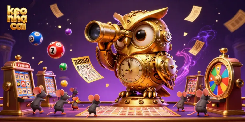 Experience the thrill of keo nha cai with a vibrant casino scene filled with dynamic betting elements and energetic characters.