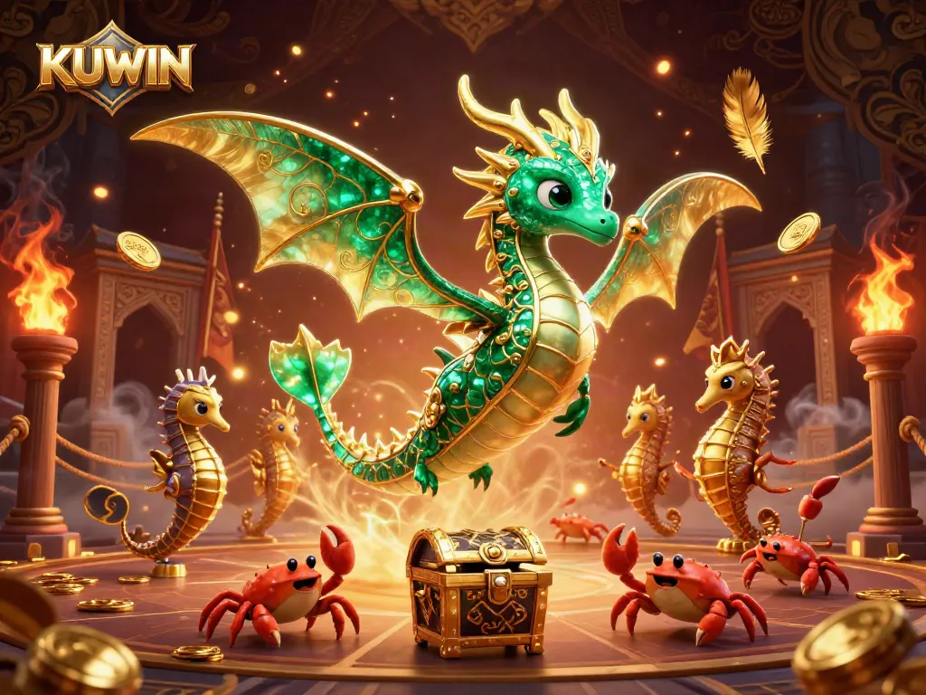 Experience thrilling gameplay at KUWIN with dynamic casino elements and an enchanting scene.
