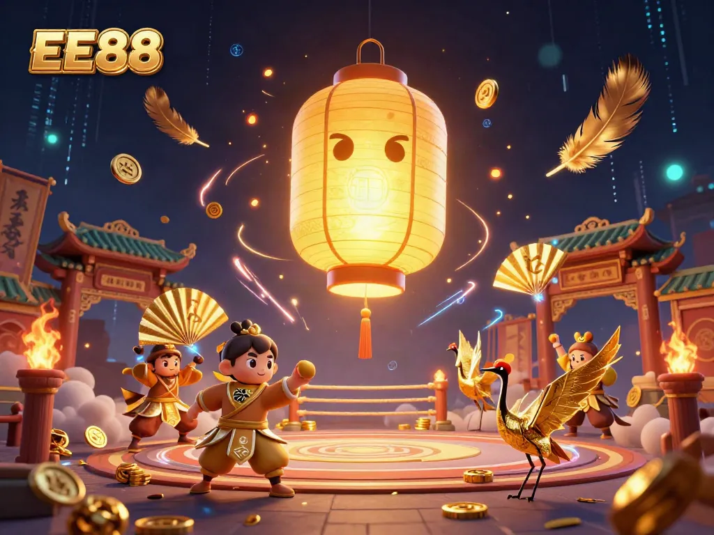 Experience the thrilling world of EE88 with colorful, vibrant casino elements and lucky symbols.