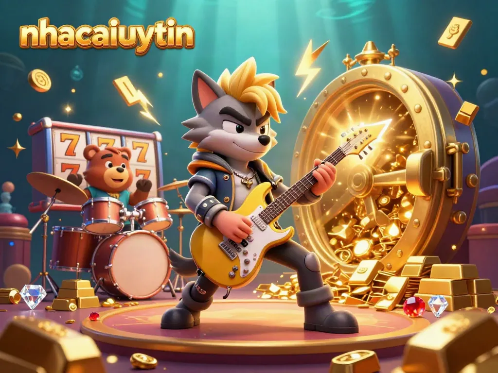 Experience thrilling gameplay with nhacaiuytin, featuring vibrant casino graphics and gem-filled treasures.